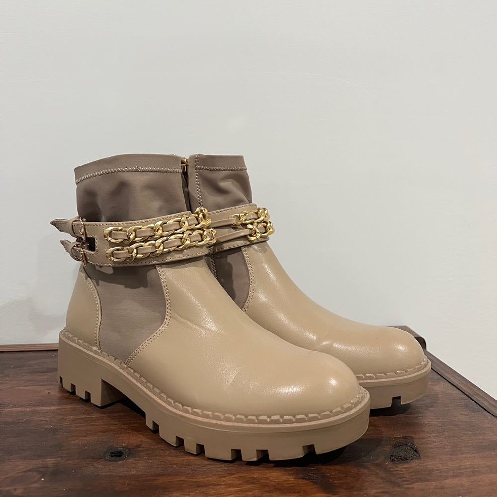 Jones NY Tan Combat Boot (worn once or twice) - Size 8